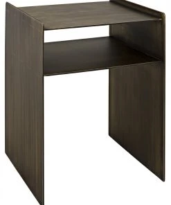 Noir Cyrus Side Table, Aged Brass