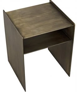 Noir Cyrus Side Table, Aged Brass