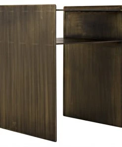 Noir Cyrus Side Table, Aged Brass