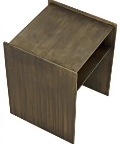 Noir Cyrus Side Table, Aged Brass