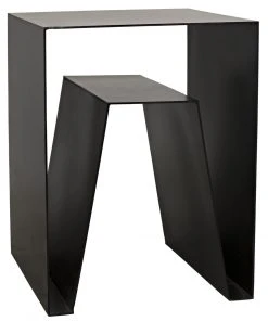 Noir Quintin Side Table, Black Metal Side & End Tables