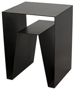 Noir Quintin Side Table, Black Metal Side & End Tables