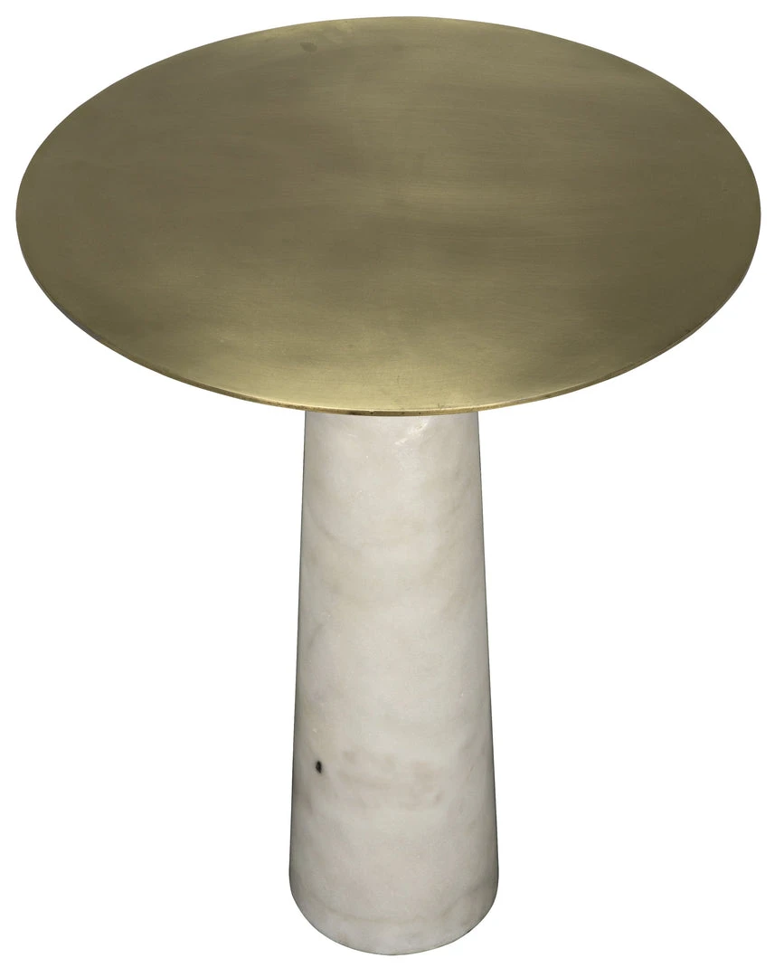 Noir Hotaru Side Table, White Marble And Antique Brass 4 Noir Hotaru Side Table, White Marble And Antique Brass