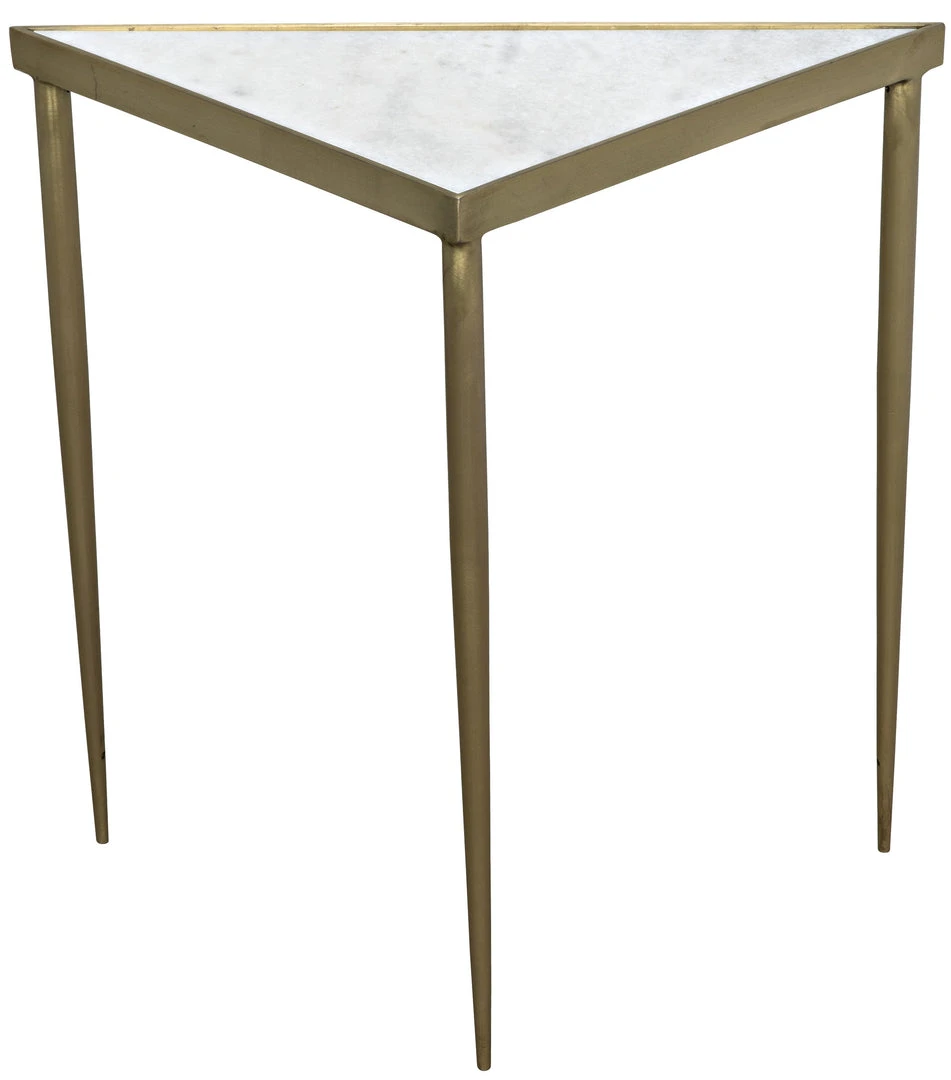 Noir Comet Triangle Side Table, Large, Stone, Metal With Brass Finish 3 Noir Comet Triangle Side Table, Large, Stone, Metal With Brass Finish