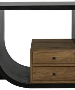 Side & End Tables Noir Burton Side Table, Left, Hand Rubbed Black And Teak