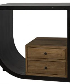 Side & End Tables Noir Burton Side Table, Left, Hand Rubbed Black And Teak