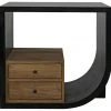 Noir Burton Side Table, Right, Hand Rubbed Black And Teak