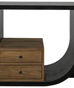 Noir Burton Side Table, Right, Hand Rubbed Black And Teak