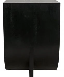 Noir Burton Side Table, Right, Hand Rubbed Black And Teak