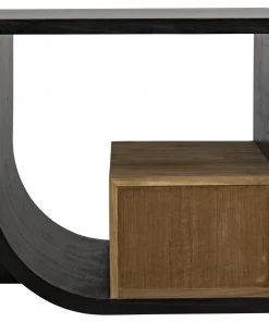 Noir Burton Side Table, Right, Hand Rubbed Black And Teak