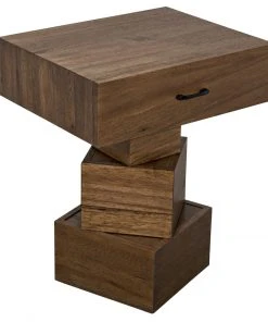 Noir Grobius Side Table, Dark Walnut Side & End Tables