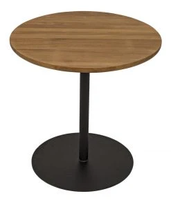 Noir Ford Small Side Table, Gold Teak With Metal Base Side & End Tables