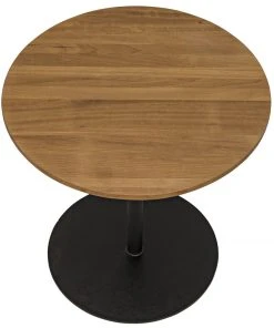 Noir Ford Small Side Table, Gold Teak With Metal Base Side & End Tables