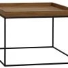 Noir SL02 Side Table, Metal Base With Gold Teak Top