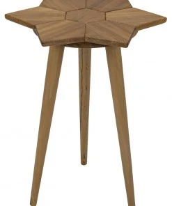 Noir Petal Side Table, Gold Teak