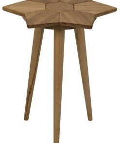 Noir Petal Side Table, Gold Teak
