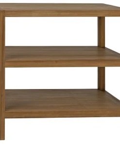 Noir SL9 Side Table, Gold Teak