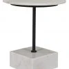 Noir Rodin Side Table, Black Metal Finish With White Stone