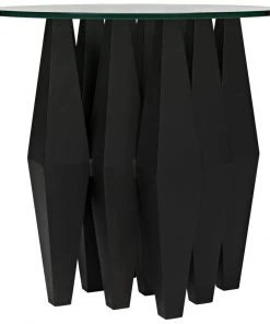 Side & End Tables Noir Soldier Side Table, Black Metal With Glass Top