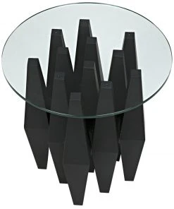 Side & End Tables Noir Soldier Side Table, Black Metal With Glass Top
