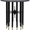 Noir Barcini Side Table, Black Metal With Stone Top Side & End Tables