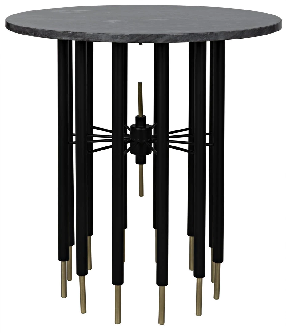 Noir Barcini Side Table, Black Metal With Stone Top Side & End Tables 3 Noir Barcini Side Table, Black Metal With Stone Top Side & End Tables