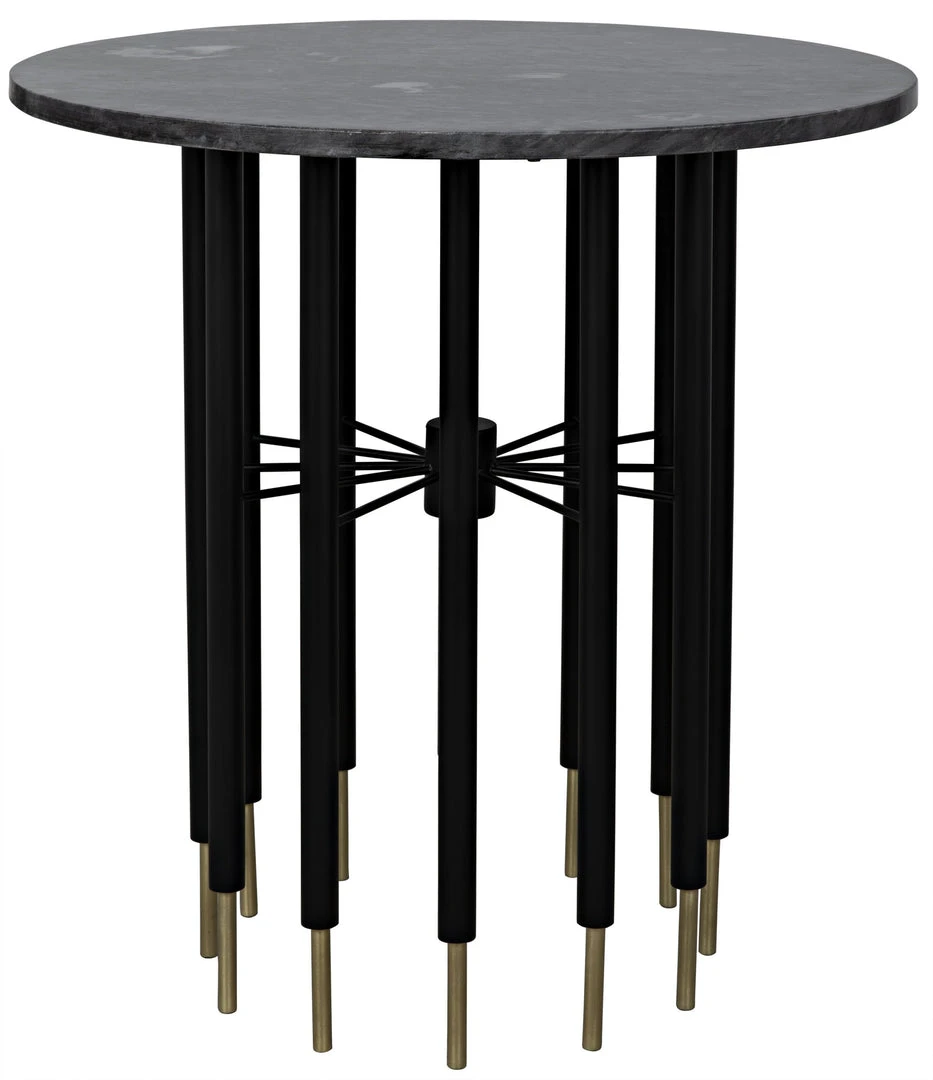 Noir Barcini Side Table, Black Metal With Stone Top Side & End Tables 6 Noir Barcini Side Table, Black Metal With Stone Top Side & End Tables