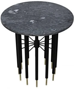 Noir Barcini Side Table, Black Metal With Stone Top Side & End Tables 16 Noir Barcini Side Table, Black Metal With Stone Top Side & End Tables