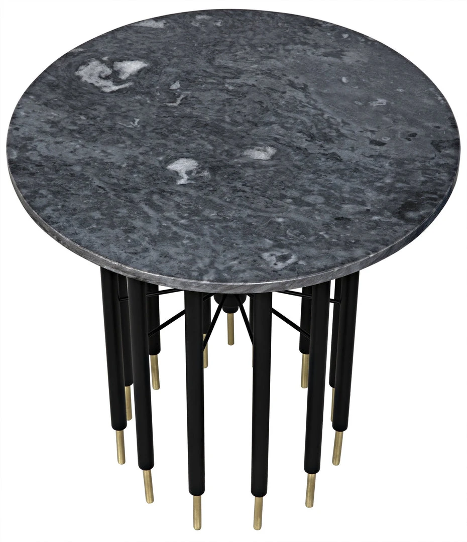 Noir Barcini Side Table, Black Metal With Stone Top Side & End Tables 8 Noir Barcini Side Table, Black Metal With Stone Top Side & End Tables