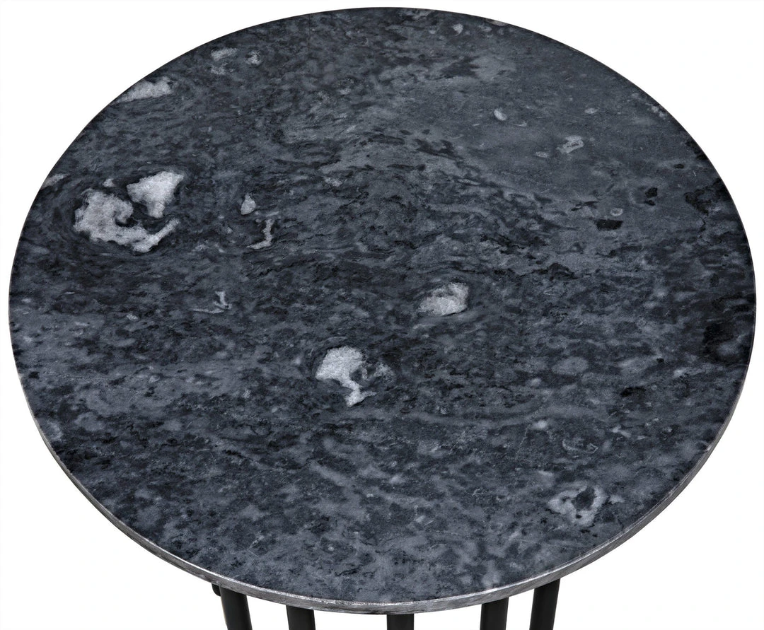 Noir Barcini Side Table, Black Metal With Stone Top Side & End Tables 9 Noir Barcini Side Table, Black Metal With Stone Top Side & End Tables