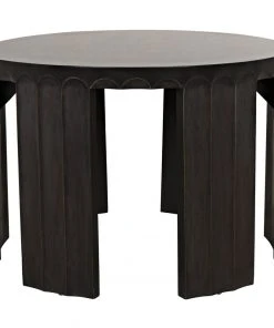 Noir Fluted Side Table, Pale With Light Brown Trim Side & End Tables