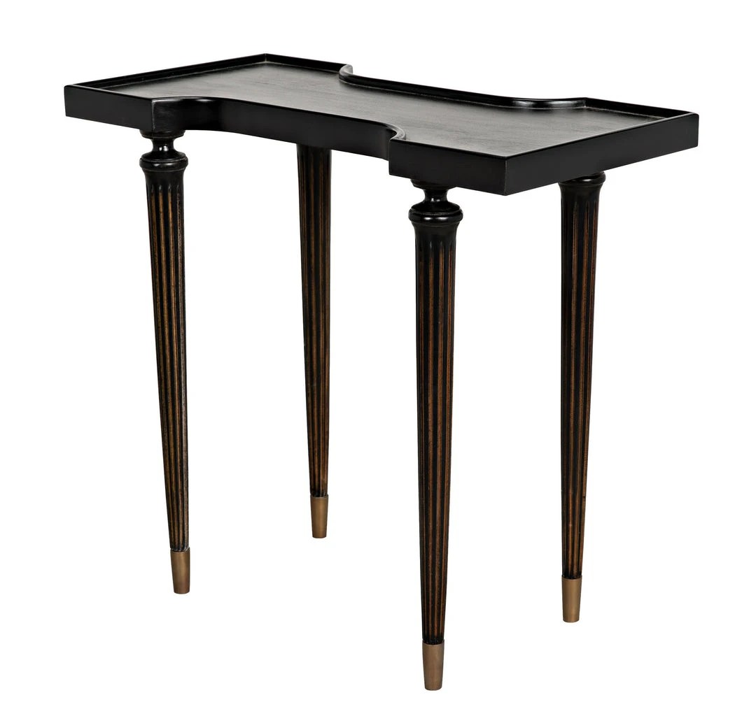 Noir Taylor Side Table, Hand Rubbed Black With Light Brown Trim 14 Noir Taylor Side Table, Hand Rubbed Black With Light Brown Trim
