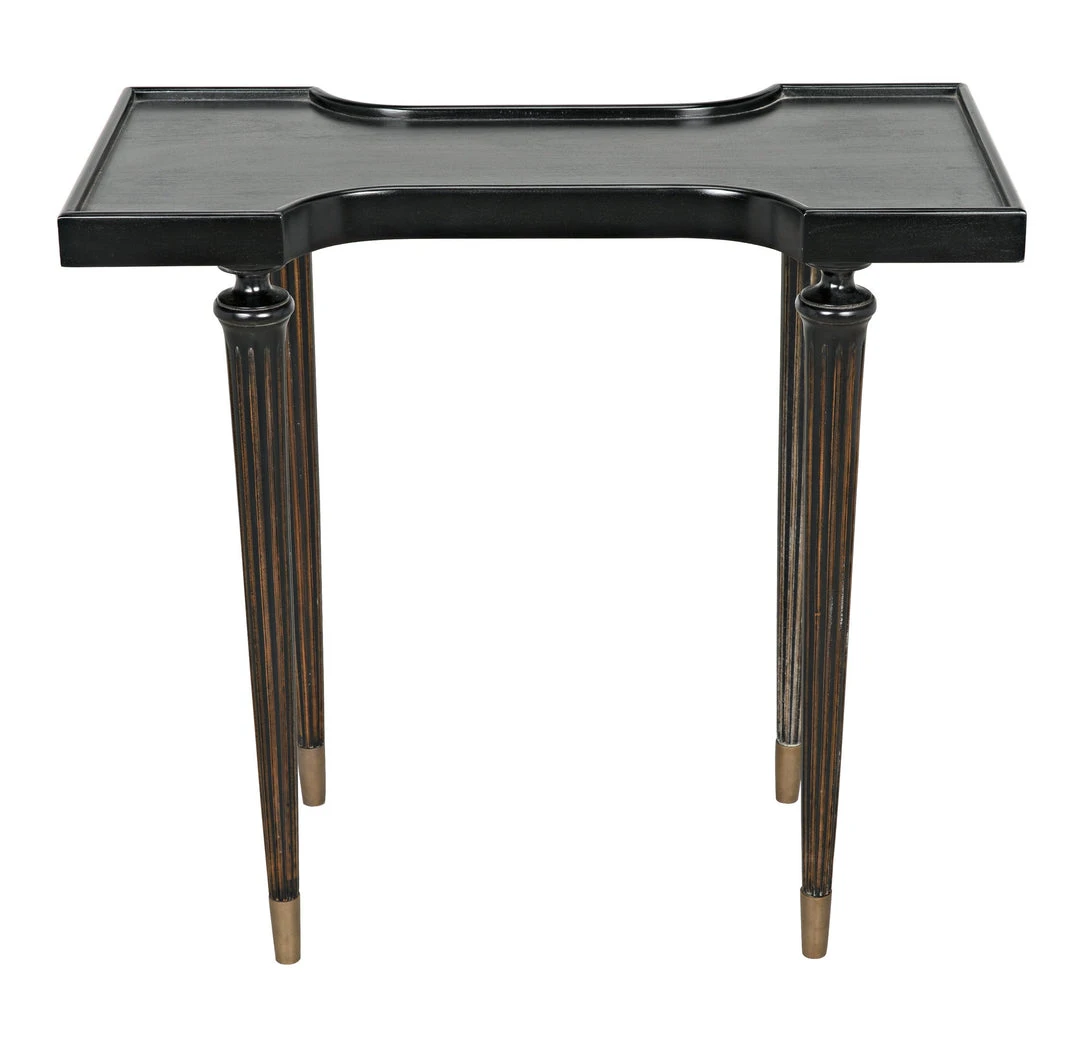 Noir Taylor Side Table, Hand Rubbed Black With Light Brown Trim 7 Noir Taylor Side Table, Hand Rubbed Black With Light Brown Trim