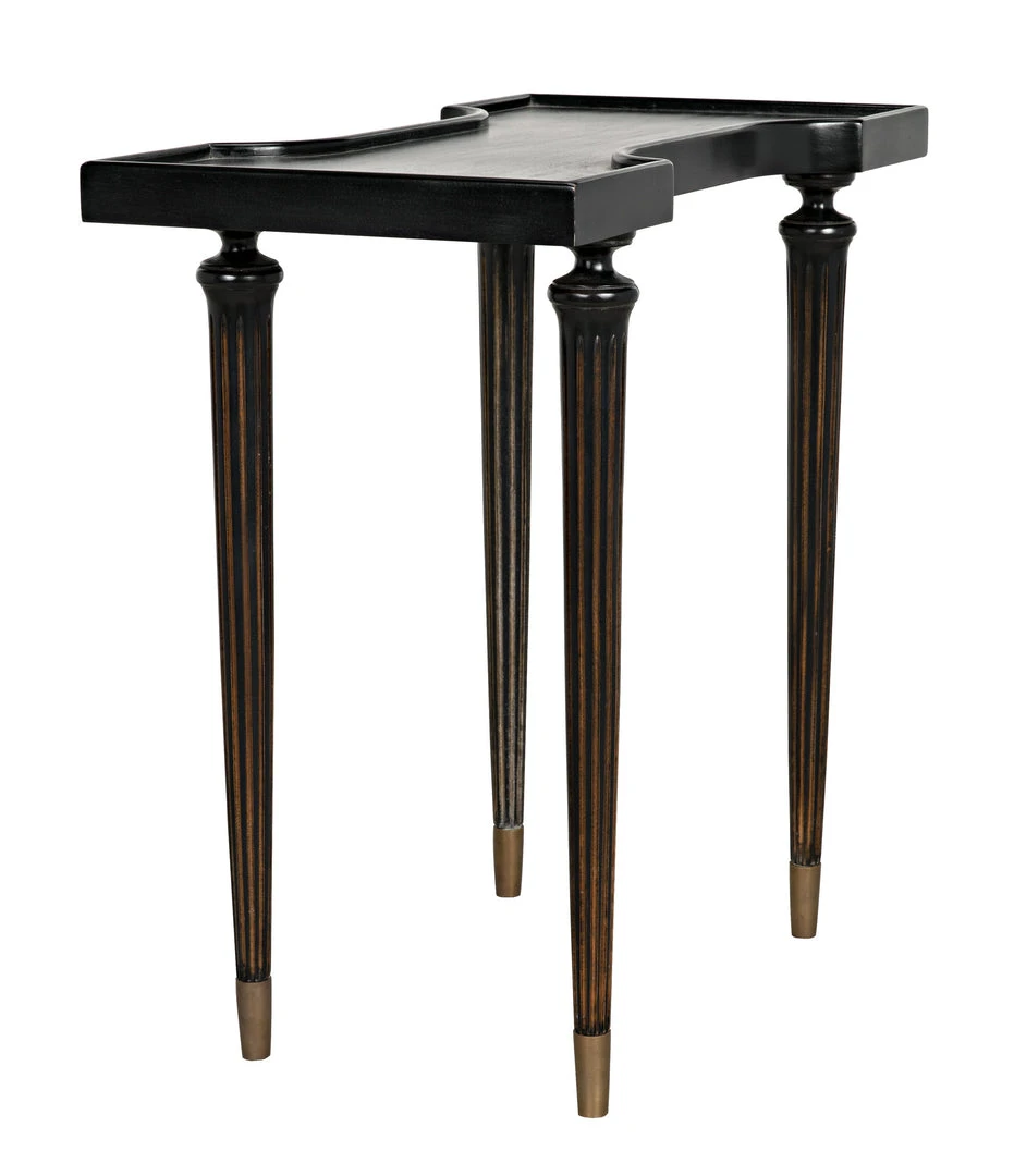 Noir Taylor Side Table, Hand Rubbed Black With Light Brown Trim 10 Noir Taylor Side Table, Hand Rubbed Black With Light Brown Trim
