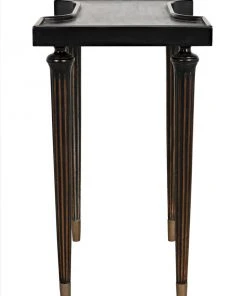 Noir Taylor Side Table, Hand Rubbed Black With Light Brown Trim 24 Noir Taylor Side Table, Hand Rubbed Black With Light Brown Trim