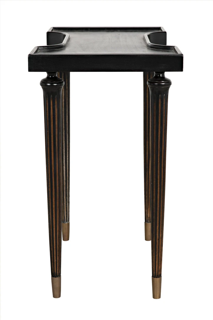 Noir Taylor Side Table, Hand Rubbed Black With Light Brown Trim 11 Noir Taylor Side Table, Hand Rubbed Black With Light Brown Trim