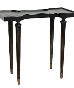 Noir Taylor Side Table, Hand Rubbed Black With Light Brown Trim