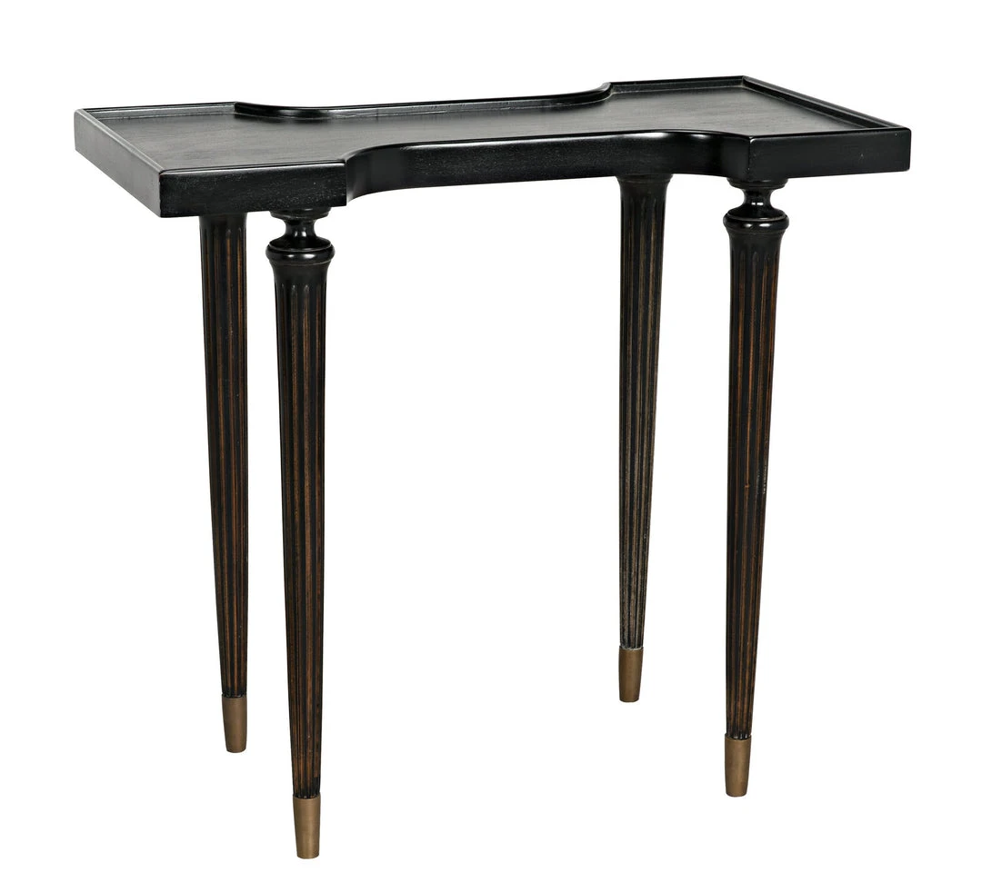 Noir Taylor Side Table, Hand Rubbed Black With Light Brown Trim 3 Noir Taylor Side Table, Hand Rubbed Black With Light Brown Trim