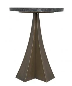 Side & End Tables Noir Hortensia Side Table, Aged Brass With Black Marble