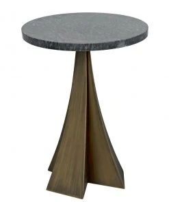 Side & End Tables Noir Hortensia Side Table, Aged Brass With Black Marble