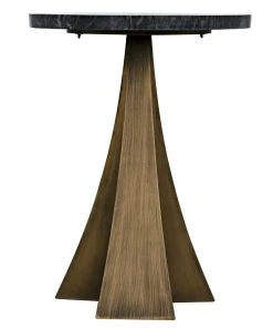 Side & End Tables Noir Hortensia Side Table, Aged Brass With Black Marble