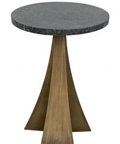 Side & End Tables Noir Hortensia Side Table, Aged Brass With Black Marble