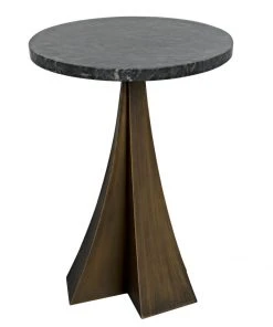 Side & End Tables Noir Hortensia Side Table, Aged Brass With Black Marble