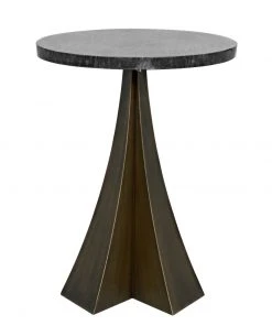 Side & End Tables Noir Hortensia Side Table, Aged Brass With Black Marble