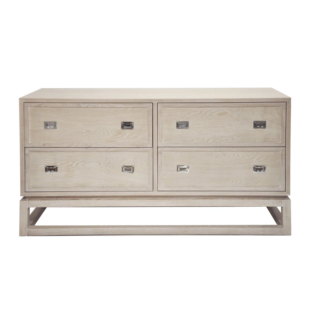Worlds Away 4 Drawer Cerused Oak Chest W Nickel Campaign Hdwr BEDROOM 3 Worlds Away 4 Drawer Cerused Oak Chest W Nickel Campaign Hdwr BEDROOM