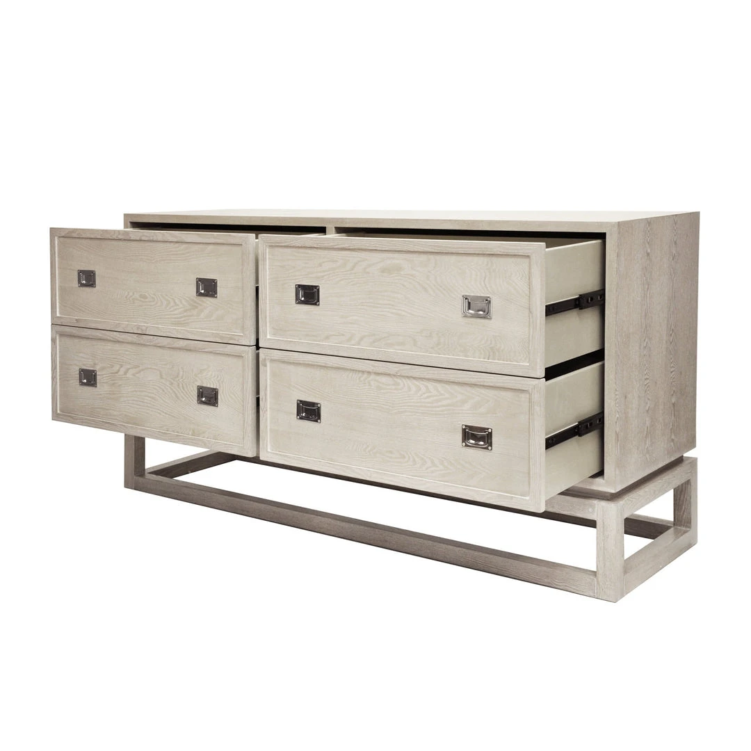 Worlds Away 4 Drawer Cerused Oak Chest W Nickel Campaign Hdwr BEDROOM 6 Worlds Away 4 Drawer Cerused Oak Chest W Nickel Campaign Hdwr BEDROOM