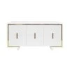 BEDROOM Worlds Away Six Drawer Chest With Inset Brass In White Lacquer