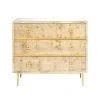 Worlds Away Burlwood 3 Drawer Chest W Gold Lf Hardware & Base BEDROOM