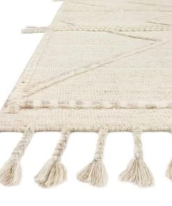 Solid Rugs Loloi Iman Hand Knotted Beige / Ivory Rug