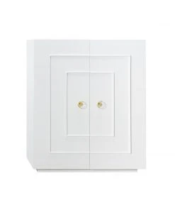 LIVING ROOM Worlds Away Two Door Dorm Cabinet W. Acrylic Knobs In Wh Lacquer